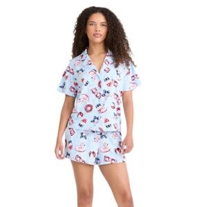 Way to Celebrate Arctic Paradise Notch Collar Top and Shorts Pajama Set XL